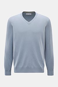 Brunello Cucinelli Cashmere V-Neck Pullover rauchblau