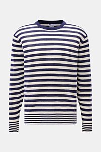 Doppiaa Crew neck jumper 'Aalfeo' navy/cream striped