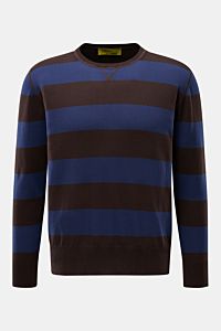 B.F. Knitwear Crew neck jumper navy/dark brown striped