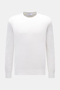 Front view of Della Ciana Crew neck jumper white, an elegant Italian cotton jumper with slim fit and ribbed bands.

This elegant Italian cotton jumper by DELLA CIANA will enhance your spring wardrobe with its classic fit and can be styled in a variety 