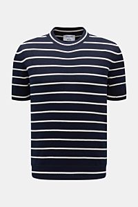 Gran Sasso Kurzarmpullover navy/weiß gestreift