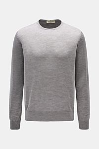 Bruno Manetti Feinstrick-Rundhalspullover grau meliert