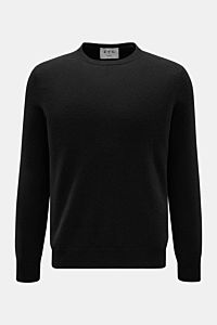 FTC Cashmere Rundhalspullover dunkelbraun, Slim Fit, feines Strickbild, Rundhalsausschnitt, Rippbündchen, aus ultraweichem reinem Cashmere, frontale Ansicht.