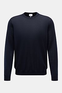 FTC Feinstrick Rundhalspullover dark navy, Slim Fit, nachhaltiger Cashmere-SeaCell-Mix, weicher Griff, feines Strickbild, Rippbündchen, Frontansicht.