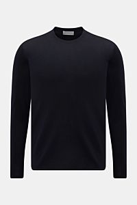 Kiefermann Merino Rundhalspullover 'Marleys' navy, Slim Fit, reine Merinowolle, weicher Griff, feines Strickbild, Rundhalsausschnitt, Frontansicht.