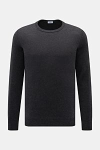 von Braun Cashmere Rundhalspullover dunkelgrau meliert, Slim Fit, feines Strickbild, weicher Griff, Rundhalsausschnitt, flexible Rippbündchen, Frontansicht.