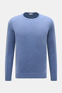 von Braun Cashmere Rundhalspullover blau meliert, Slim Fit, feines Strickbild, weicher Griff, Rundhalsausschnitt, flexible Rippbündchen, Frontansicht