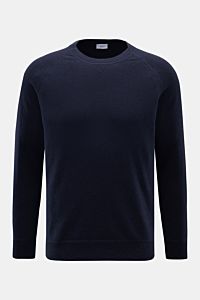 von Braun Cashmere Rundhalspullover navy in Frontansicht, legerer Luxus mit mongolischem Cashmere, Rundhals, Raglanärmel, weicher Griff, Regular Fit