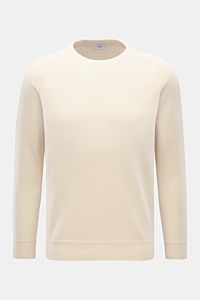 Von vorne fotografierter von Braun Cashmere Rundhalspullover creme, Regular Fit mit Rundhalsausschnitt, Raglanärmeln und weichem Cashmere.