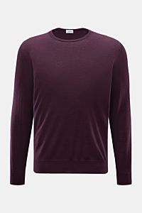 von Braun Merino Rundhalspullover bordeaux, Slim Fit, reiner Merinowolle, feines Strickbild, Rundhalsausschnitt, elastische Rippbündchen, frontal fotografiert