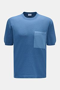 04651/ A trip in a bag Feinstrick-Kurzarmpullover 'Pocket Tee' graublau