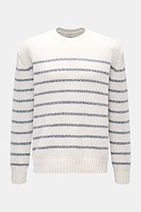 04651/ A trip in a bag Rundhalspullover 'Mouline Striped' offwhite/navy gestreift