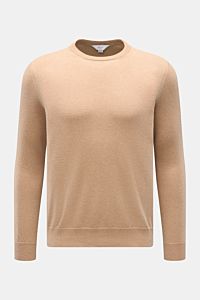 Malo Cashmere Rundhalspullover hellbraun meliert
