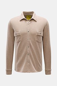 B.F. Knitwear Cashmere Strickhemd Kent-Kragen beige