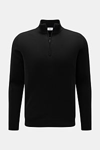 von Braun Cashmere Troyer schwarz, Slim Fit, feines Strickbild, typischer Troyerkragen mit Zipper, weicher Griff, flexible Rippbündchen, frontale Ansicht