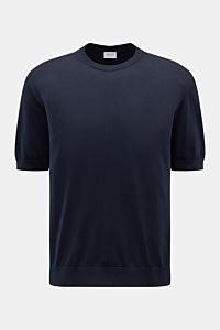 04651/ A trip in a bag Short sleeve jumper 'Pima Cotton' navy