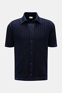 04651/ A trip in a bag Short sleeve knit shirt narrow collar navy