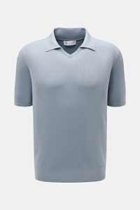 Brunello Cucinelli Kurzarm-Strickpolo rauchblau