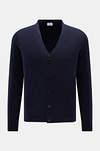 von Braun Cashmere Cardigan navy, Slim Fit, reiner mongolischer Cashmere, feines Strickbild, fünf Knöpfe, elastische Rippbündchen, frontale Perspektive