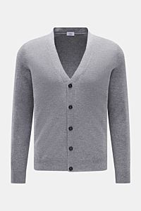 von Braun Cashmere Cardigan grau meliert, Slim Fit, aus weichem mongolischem Cashmere, feines Strickbild, Fünf-Knopf-Leiste, elastische Rippbündchen, Frontansicht.