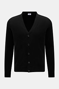 von Braun Cashmere Cardigan schwarz, Slim Fit, feines Strickbild, fünf Knöpfe, elastische Rippbündchen, weicher Griff, Frontansicht, reiner Cashmere