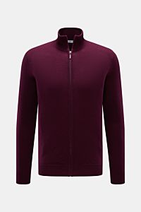 von Braun Cashmere Strickjacke bordeaux, Slim Fit, aus weichem mongolischem Cashmere, feines Strickbild, Reißverschluss, Stehkragen, Rippbündchen, Frontansicht