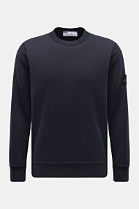 Stone Island Rundhals-Sweatshirt 'Basic Sweat' navy, frontale Ansicht, Baumwolle, weicher Griff, Regular Fit, Rundhalsausschnitt, Kompass-Badge am Oberarm, Rippbündchen.