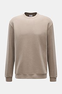Frontansicht des 04651/ A trip in a bag Rundhals-Sweatshirt 'CL Crew' taupe meliert, Regular Fit, Baumwolle-Leinen-Mix, weicher Griff, Rippbündchen.