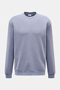 Frontale Nahaufnahme des 04651/ A trip in a bag Rundhals-Sweatshirt 'CL Crew' lavender meliert, Regular Fit, Baumwoll-Leinen-Mix, weicher Griff, elastische Rippbündchen.