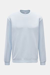 04651/ A trip in a bag Rundhals-Sweatshirt 'CL Crew' pastellblau, frontale Ansicht, Regular Fit, Baumwoll-Leinen-Mix, weicher Griff, Rundhalsausschnitt, elastische Rippbündchen.