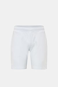 04651/ A trip in a bag Sweat-Shorts 'CL' pastellblau, Frontansicht, aus Bio-Baumwolle und Leinen, elastischer Bund, Regular Fit, französische Taschen.