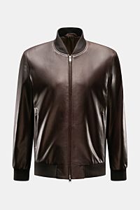 Brioni Leather blouson 'Plad' dark brown