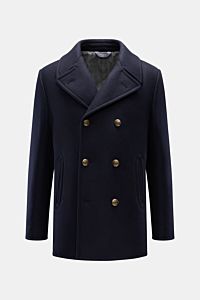 Circolo 1901 Cabanjacke navy, frontal fotografiert, Slim Fit aus Wolle-Microfaser-Mix, breiter Reverskragen, 3-Knopf-Leiste, Front- und Innentaschen.