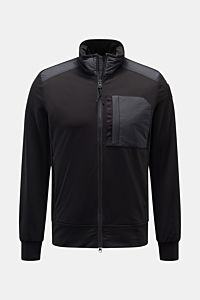 Front view of Parajumpers Jacket 'Douglas' black with high-quality microfibre, soft feel, slim fit, two-way zip, standing collar, and two inside pockets, a functional piece for the transitional season with a pared-down design for sporty spring outfits.