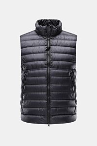 Front view of C.P. Company Daunenweste 'D.D. Shell' dark navy with quilted, water-repellent Ripstop microfiber, slim fit, and two-way zipper.