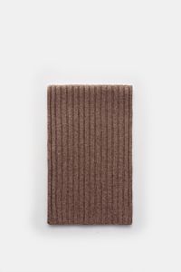 Gefalteter von Braun Cashmere Schal braun meliert, zeitloses Rippstrick-Design, feines Strickbild, reiner mongolischer Cashmere, weich, ca. 169x25 cm, Frontansicht.