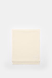 04651/ A trip in a bag Cashmere Schal creme, von oben fotografiert, reiner Cashmere, weicher Griff, Rippstrickkanten, ca. 162x34 cm, edle Wärme