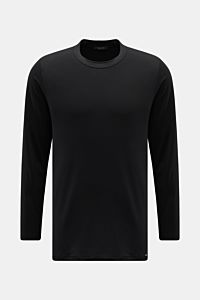 Black long-sleeve Tom Ford Rundhals-Unterhemd weiß shirt photographed from the front, featuring a round neckline, regular fit, soft cotton-modal blend, and small TOM FORD label at the hem. 

Cleanes Basic mit Rundhalsausschnitt: Das komfortable T-Shirt