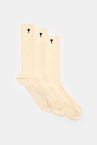 Ami Paris Socks pack of 3 pairs cream