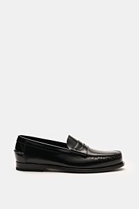 Church's Penny loafers 'Rowley' black shown from the side, polished smooth leather with decorative stitching and penny strap.  
The penny loafers 'Rowley' by CHURCH'S feature decorative stitching and polished smooth leather – perfect for stylish looks 
