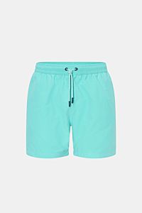 04651/ A trip in a bag Badeshorts 'Plain Swim' türkis, Frontansicht, schnelltrocknende Microfaser, Bund mit Tunnelzug, Regular Fit, Taschen seitlich und hinten mit Klettverschluss.