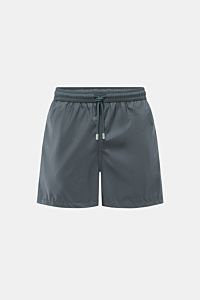Fedeli Badeshorts 'Madeira Airstop' dunkelgrau, frontal fotografiert mit elastischem Bund, Tunnelzug, Regular Fit und schnelltrocknender Microfaser.