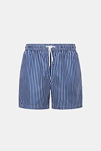Fedeli Badeshorts 'Madeira Airstop' navy/weiß gestreift, Frontansicht, Regular Fit, elastischer Bund, schnelltrocknende Microfaser, nachhaltiges Modell.
