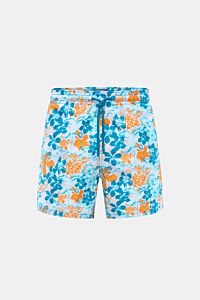 Vilebrequin Badeshorts 'Moorea' blau/neonorange gemustert