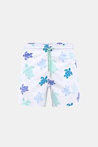 Vilebrequin Badeshorts 'Moorea' weiß/mint/blau gemustert