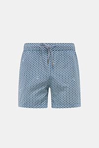 Zeybra Portofino 1962 Badeshorts dark navy/offwhite gemustert, Frontansicht, Regular Fit, Microfaser, elastischer Bund, Taschen, Saumschlitze, Mesh-Innenfutter.