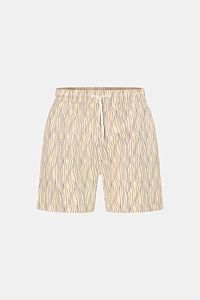 04651/ A trip in a bag Badeshorts 'Superkilen' pastellgelb/lavender gemustert, frontale Ansicht, Microfaser, Regular Fit, Tunnelzugbund, Taschen, Mesh-Innenfutter.