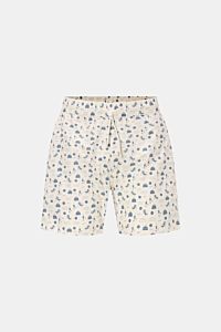 04651/ A trip in a bag Badeshorts 'Seaside' creme/rauchblau gemustert, Frontansicht, Regular Fit, elastischer Bund, Tunnelzug, seitliche Saumschlitze, Taschen