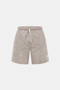 Brunello Cucinelli Badeshorts oliv/creme gemustert