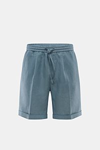 Aurélien Leinen-Shorts 'Seaside' rauchblau, frontale Ansicht, reines Leinen, elastischer Bund, Bundfalte, fixierter Saumaufschlag, Regular Fit.